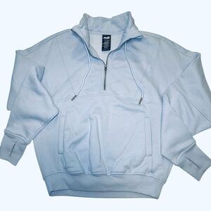 Avia Women’s Light Blue Quarter-Zip Pullover Sweatshirt with Thumbholes